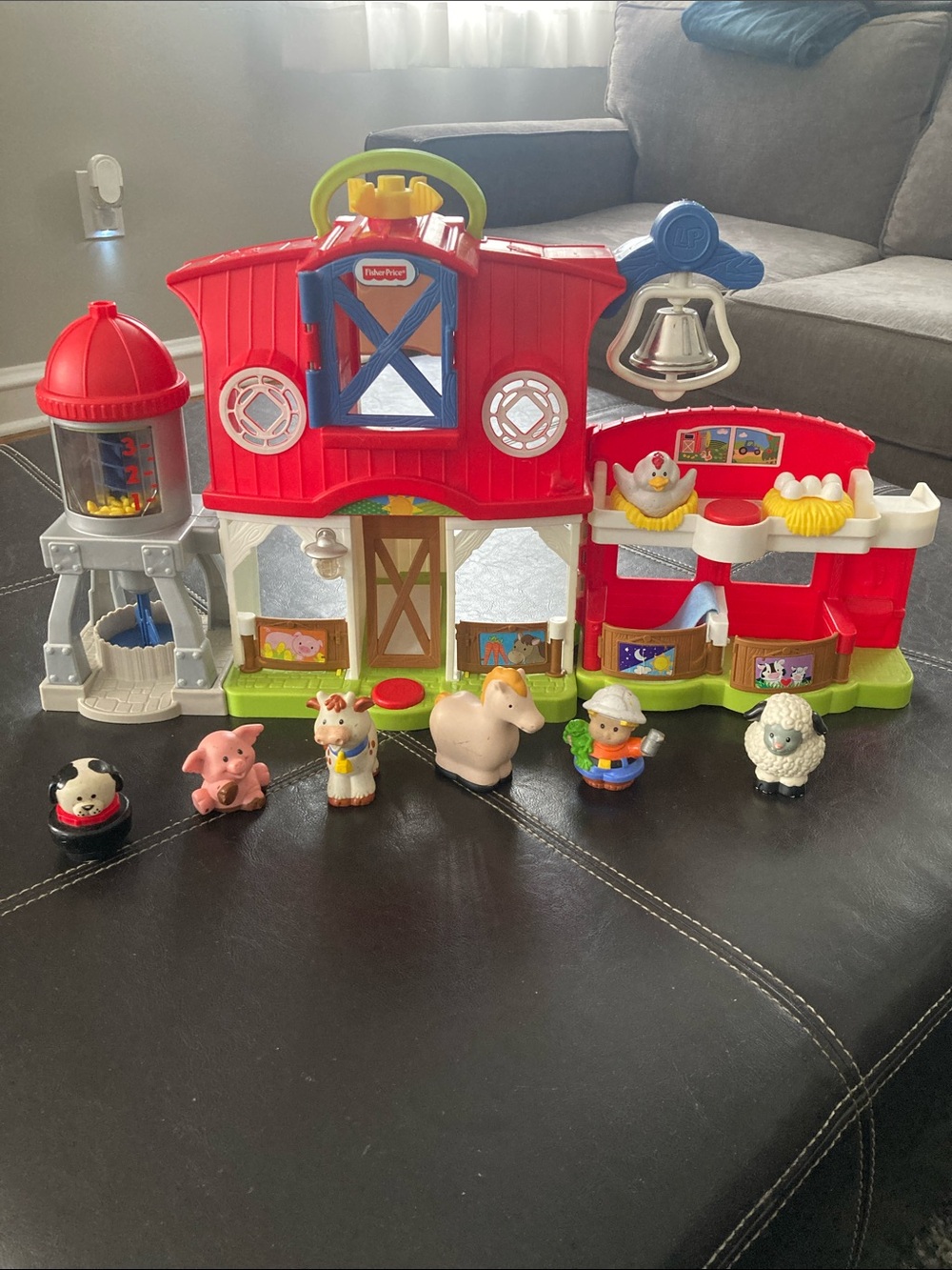 Fisher-Price Red, Blue & White Barn Playset with Farm Animal Figures